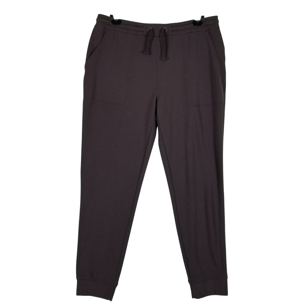 Quince Joggers Women Large Brown Tencel Modal Fleece Drawstring Pockets